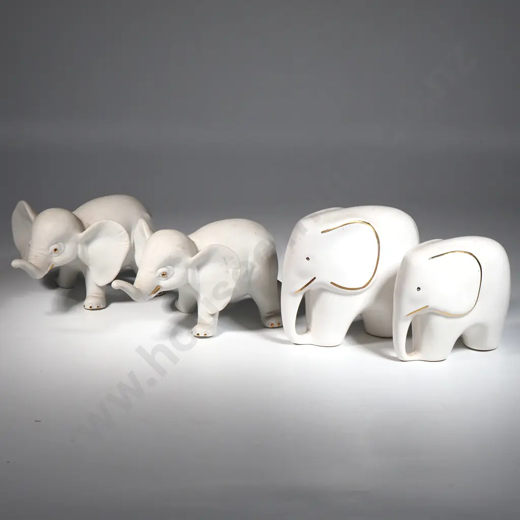 Two Pair Of Ornamental White  China Elephants Image 1++