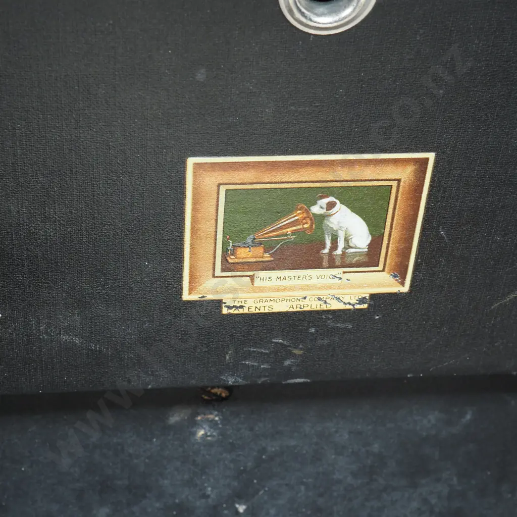 Suitcase His Masters Voice Record Player In Vintage Case Image 1++