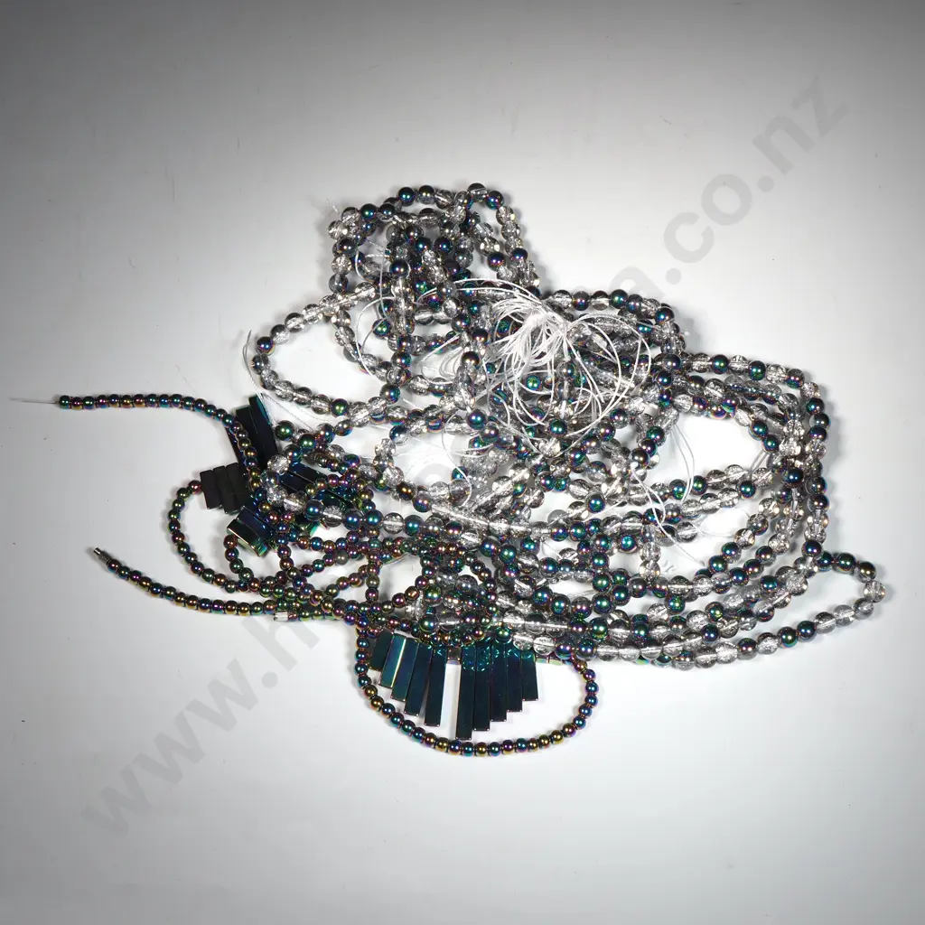 Strands of Electroplated Crackle Quartz & Hematite Titanium Necklace Image 1++