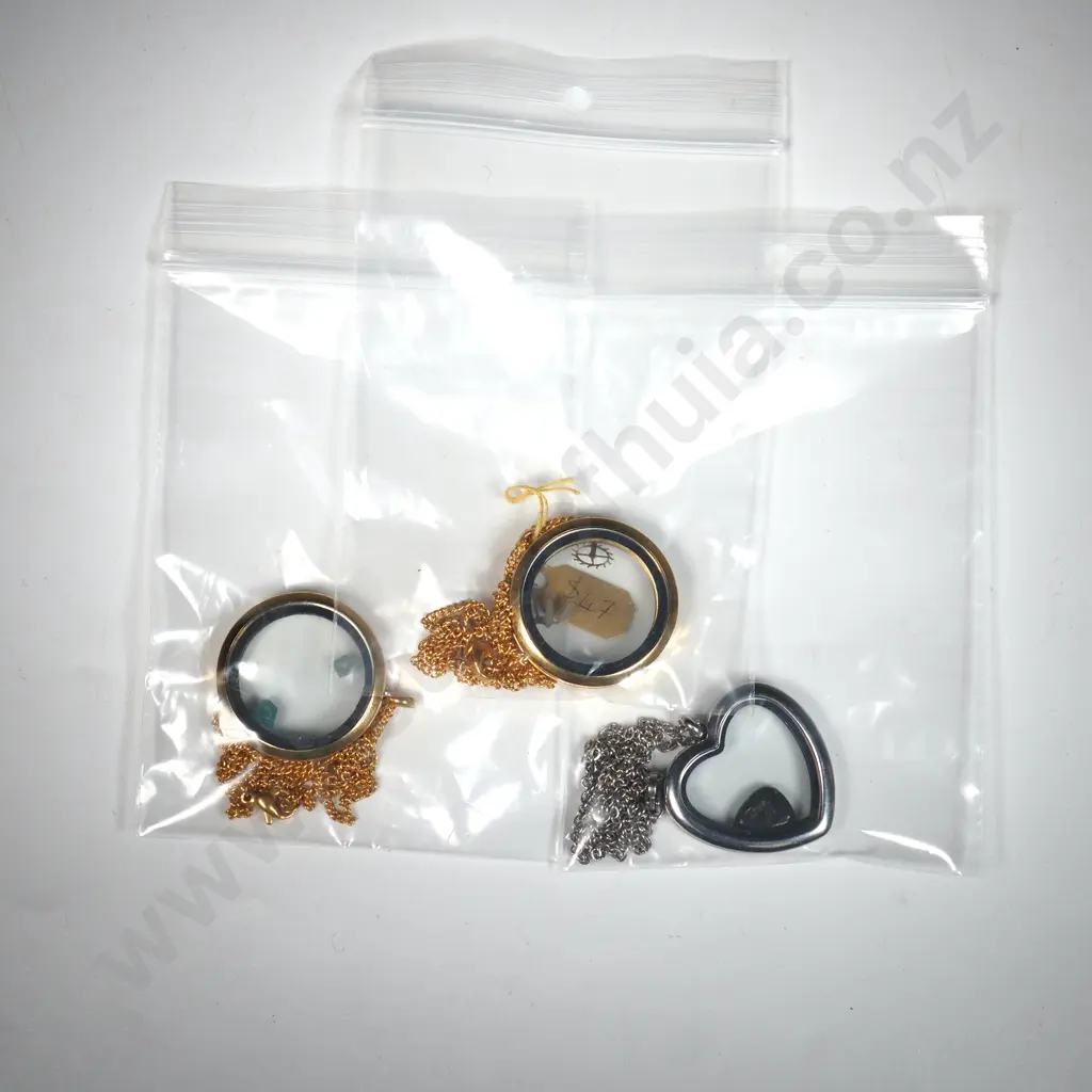 Three Floating Glass Locket Pendants Image 1++