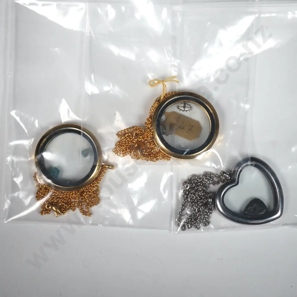 Three Floating Glass Locket Pendants Image 1++