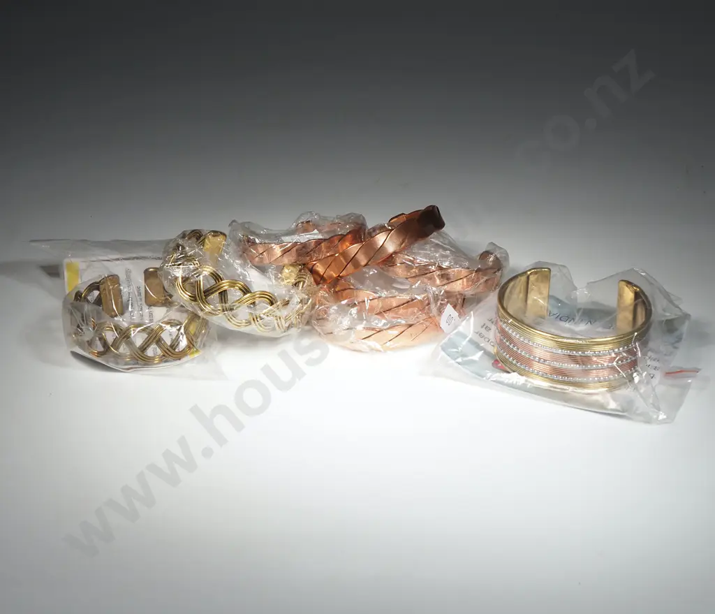 Three Plaited Brass & Six Copper Twist Cuff Bracelet Image 1++