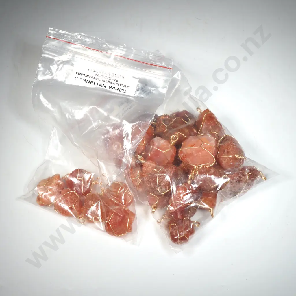 Quantity of Carnelian Gold Wired Pendants Image 1++