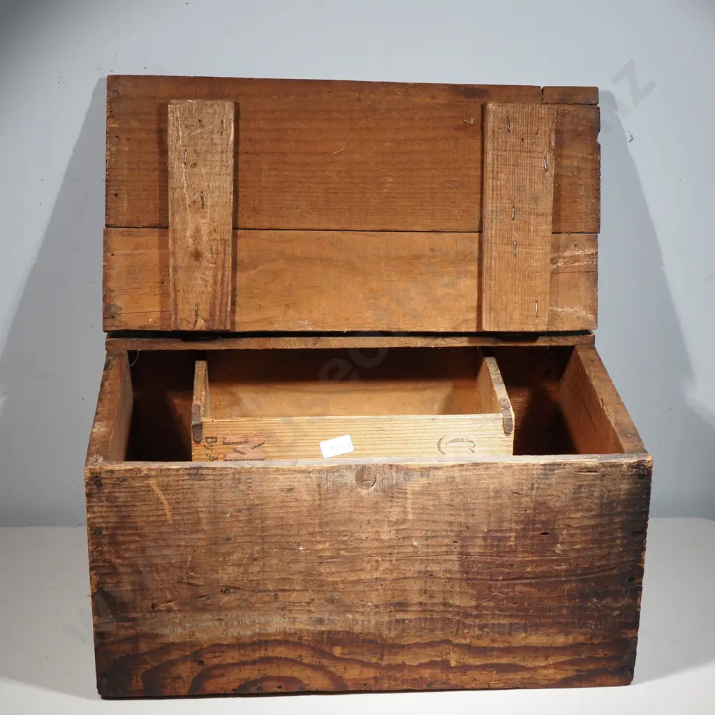 Vintage Wooden Vacuum Oil Company Box with Lift Up Lid & A  Wooden Crate For Colmans Mustard   Image 1++