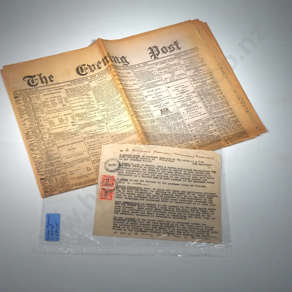 Purchase Agreement - Featherston New Zealand - 1945 Image 1++