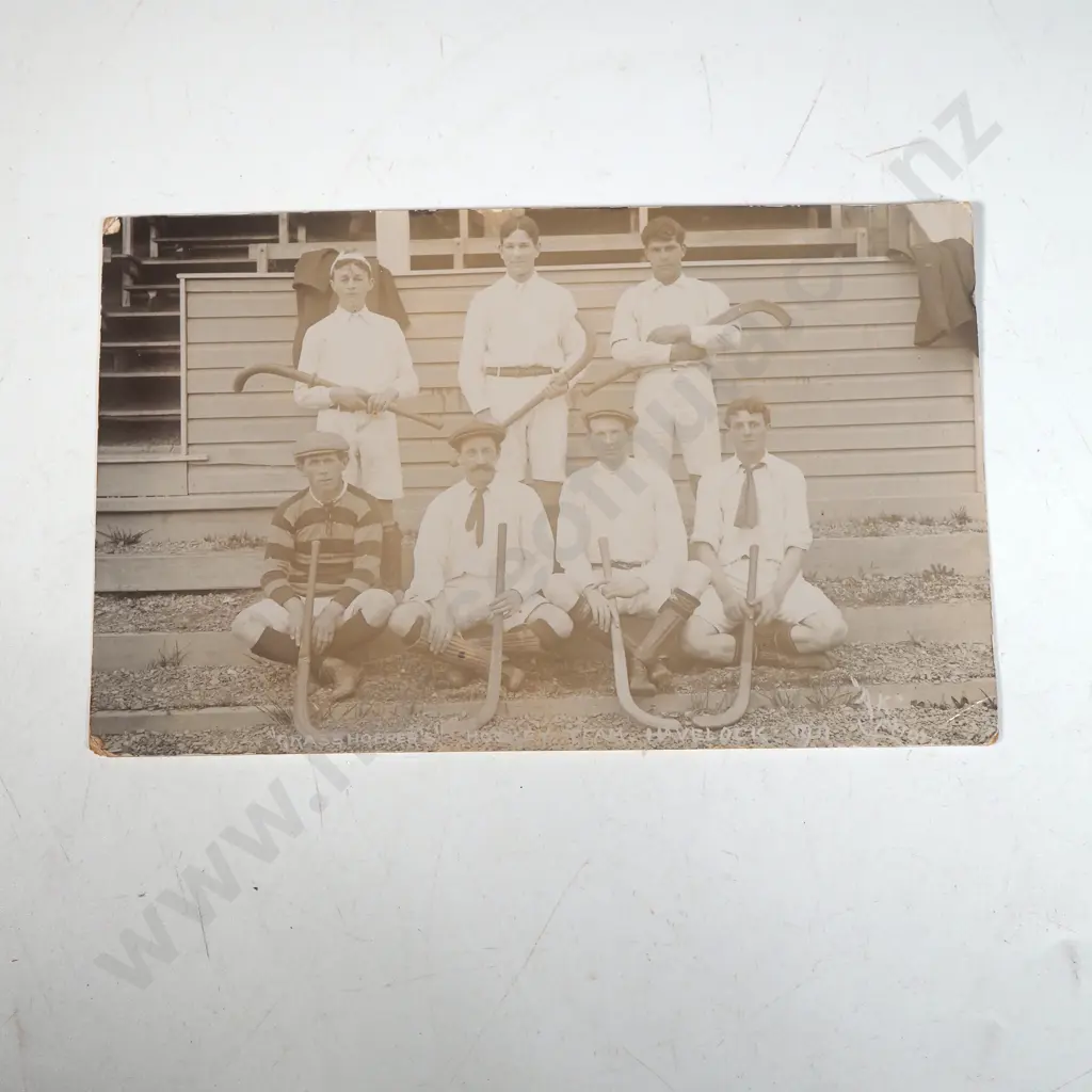 Antique Real Photo Postcard Featuring Hockey Team Havelock (Grass-Hoppers 1911-1917) Image 1++