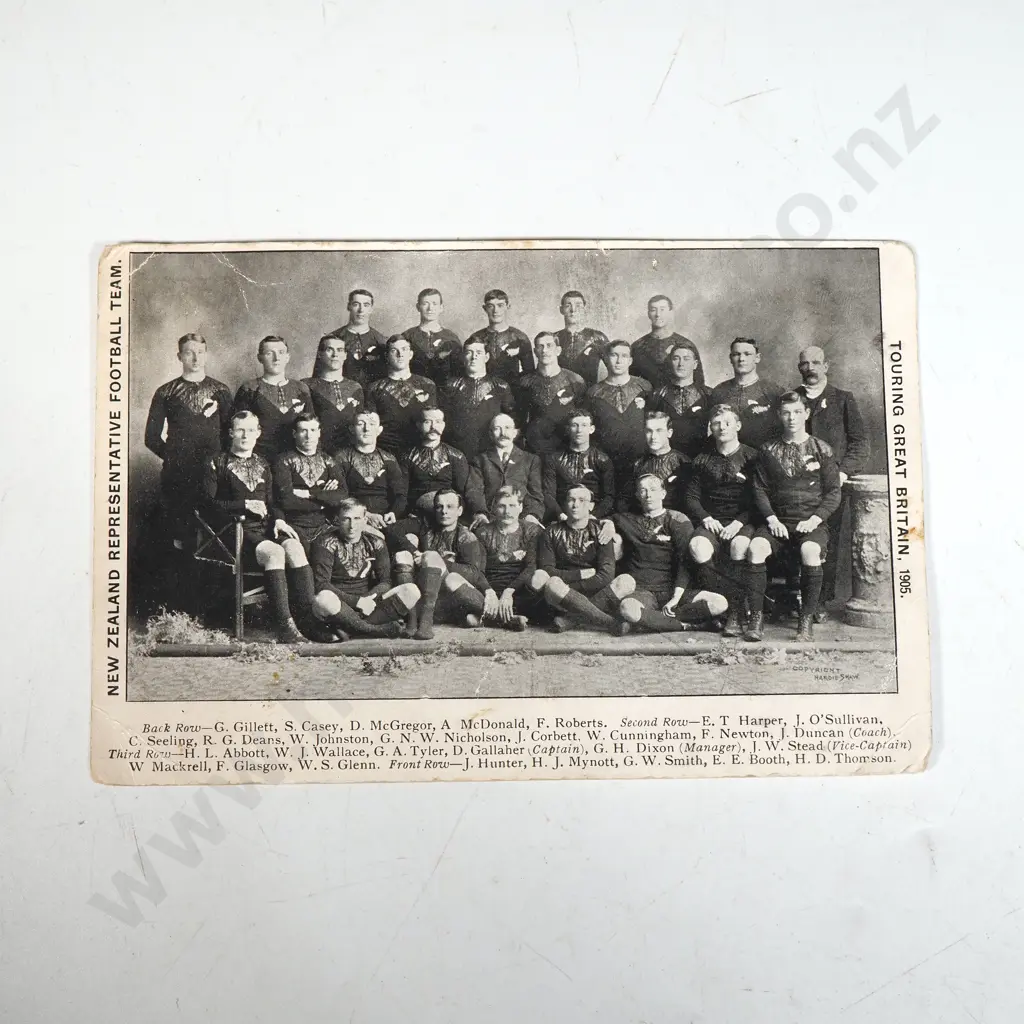 Antique NZ Representative Football Team (All Blacks) Touring Great Britain 1905 Postcard Image 1++