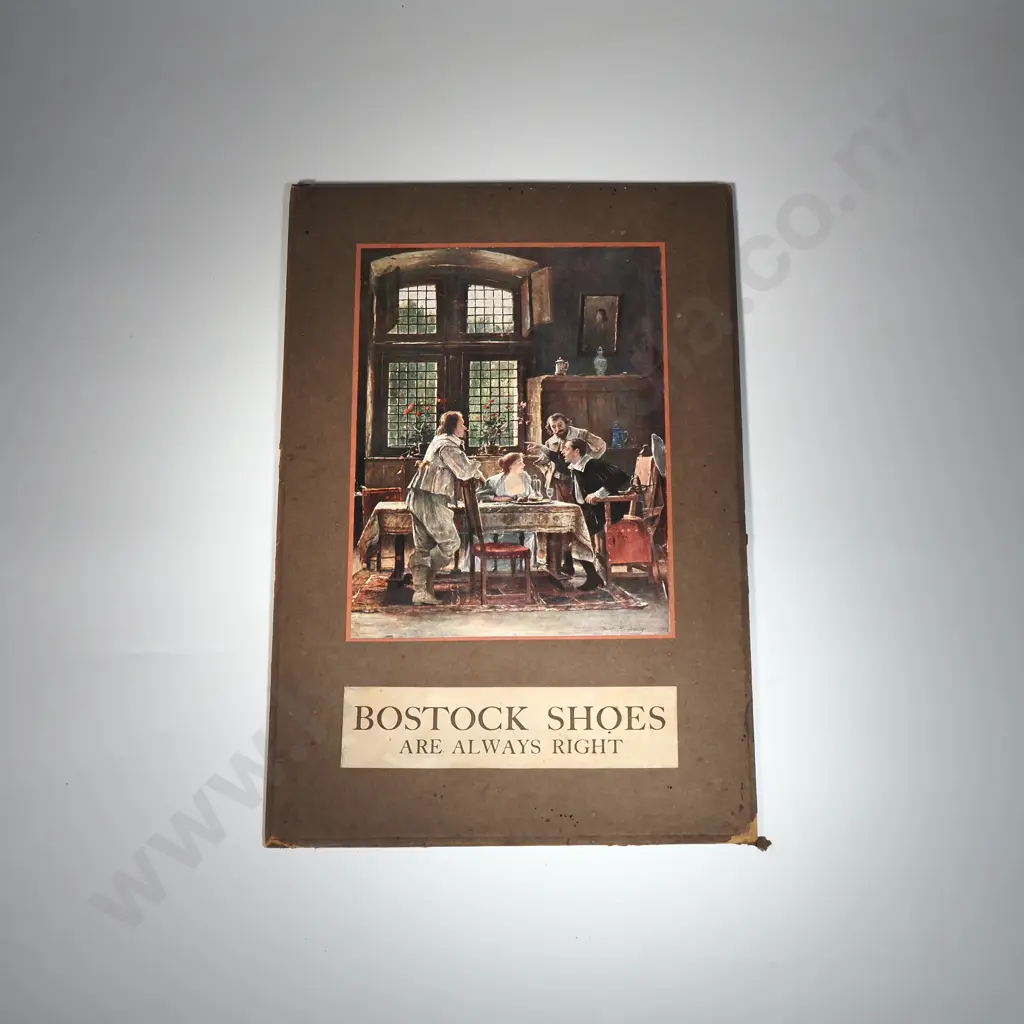 Advertising Cardboard For Bostock Shoes Depicting A Painting By Munkacsy Elbeszeles Titled "The Two Families" Image 1++