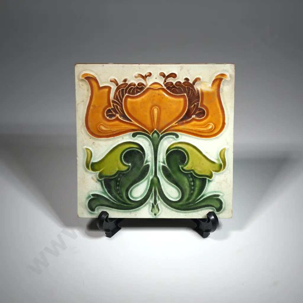 Three Art Nouveau Tiles Manufactured by Henry Richards 1906. Reg No. 443968 Image 1++