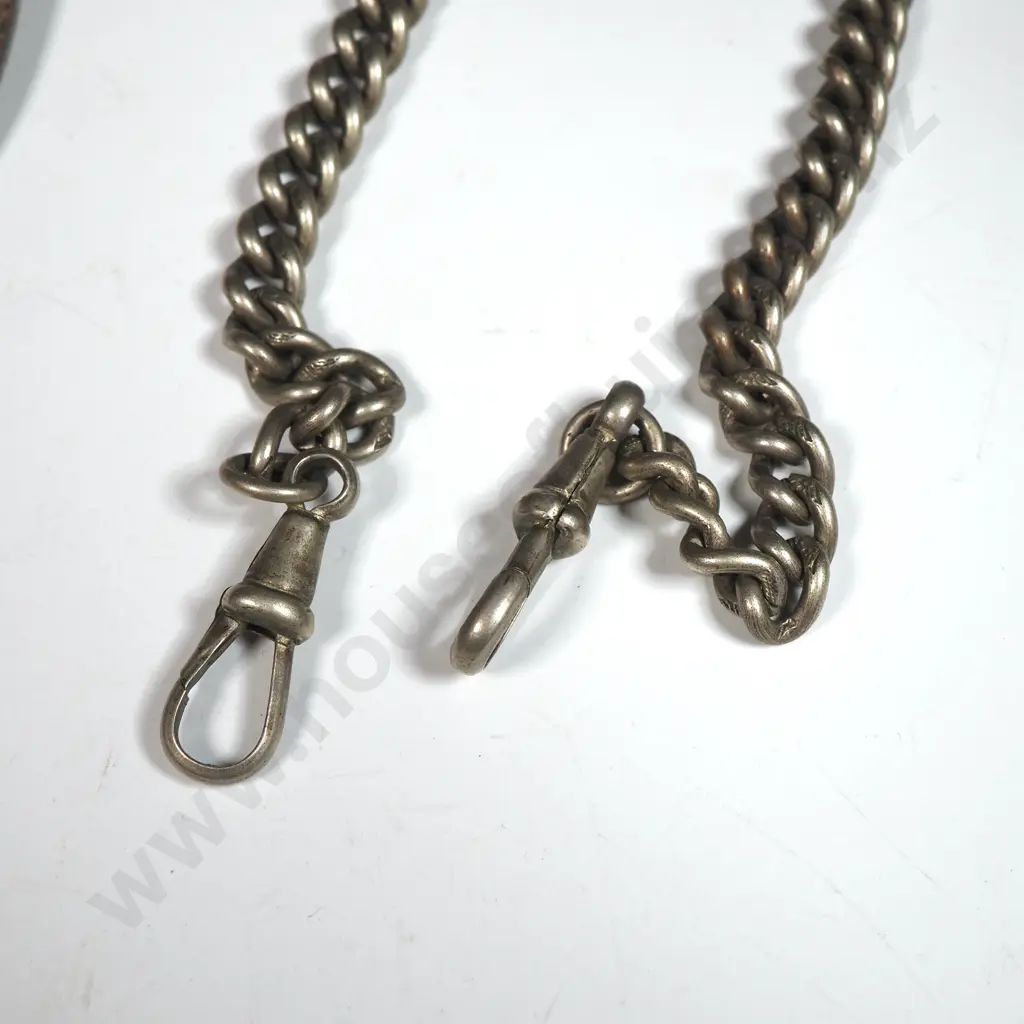 Large Silver Plate Dragon Fly Brooch, Horse Theme Tie Pin (Stratton) , Antique Silver Plate Watch Chain w T Bar & Key  Image 1++