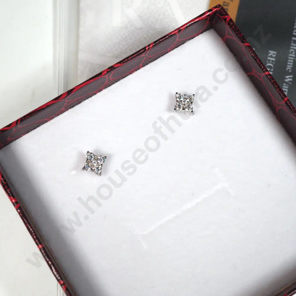 Pair of Moissanite Four Stone Earrings Image 1++