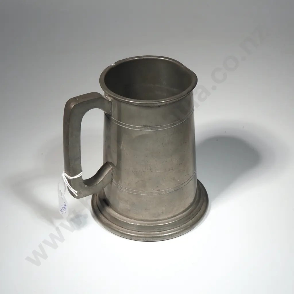 Vintage Pewter Mug w Glass Bottom. Marked English Pewter  Image 1++