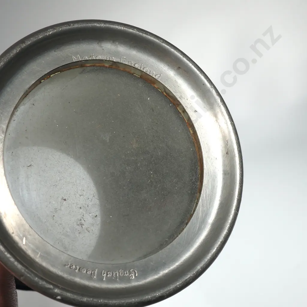 Vintage Pewter Mug w Glass Bottom. Marked English Pewter  Image 1++
