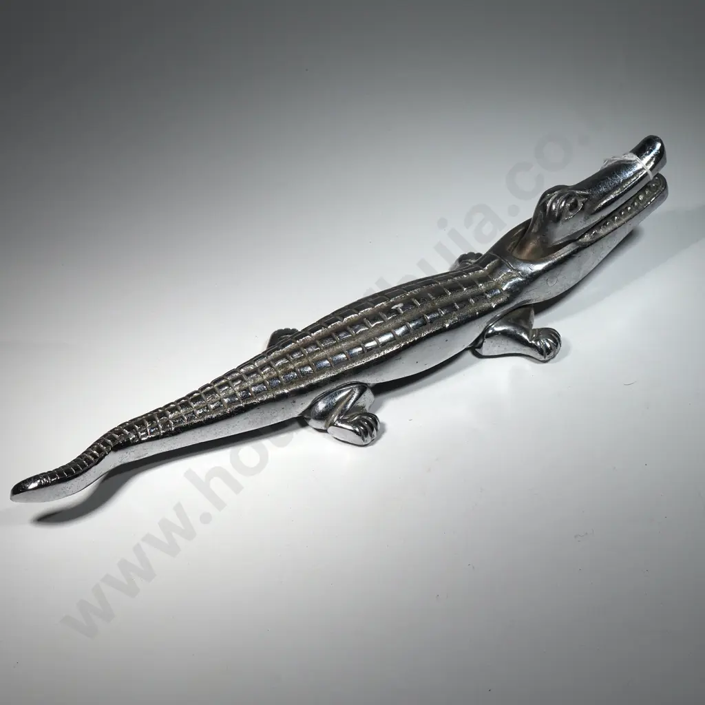 Large Chrome Novelty  Crocodile Nutcracker Image 1++