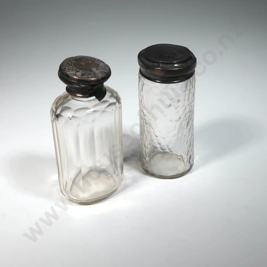 Two Sterling Silver Topped Toilet Jars Image 1++