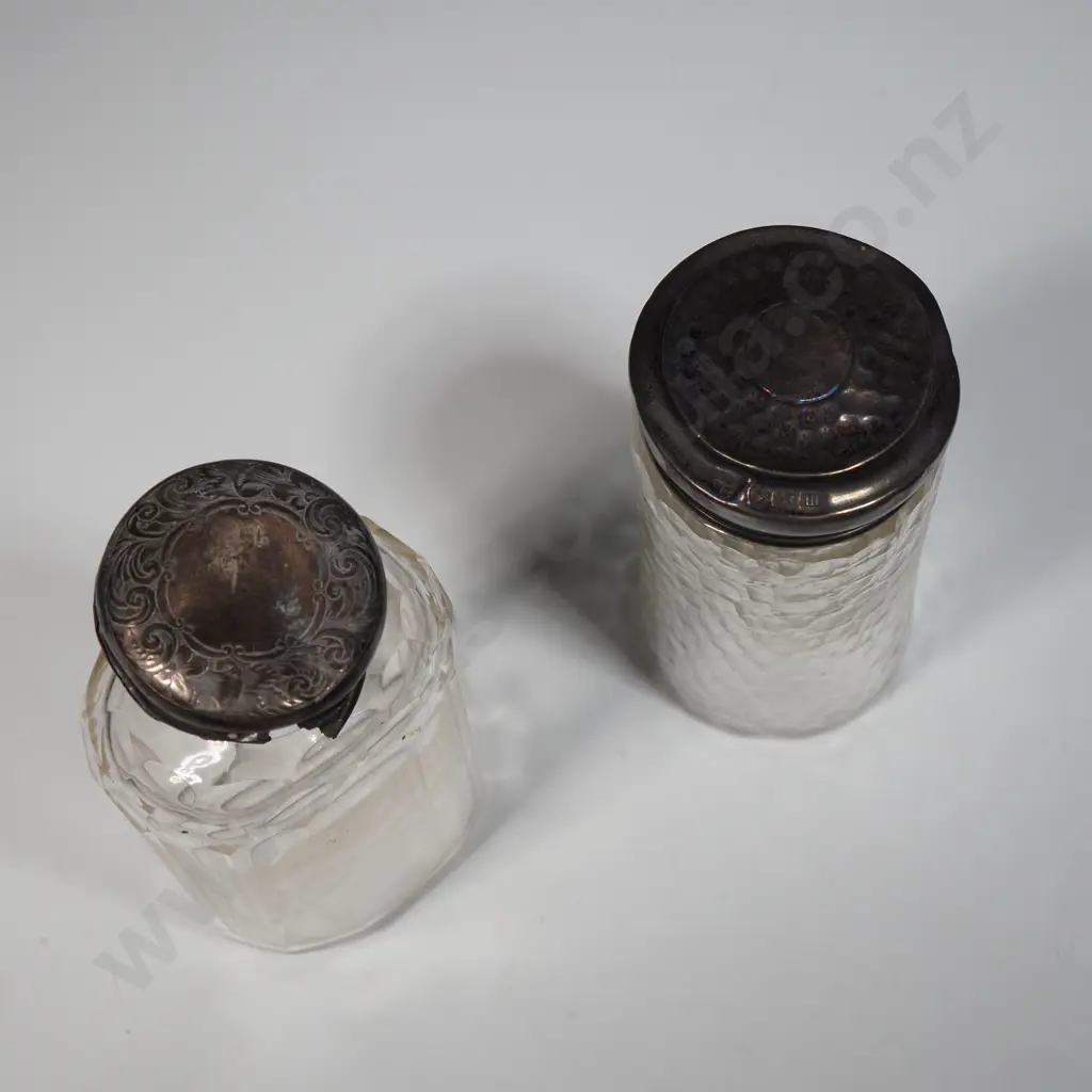 Two Sterling Silver Topped Toilet Jars Image 1++