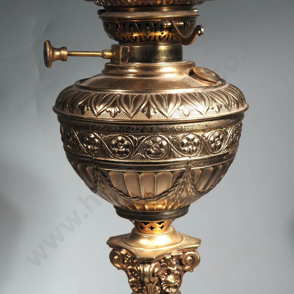 Heavy Ornate Brass & Marble Electric Lamp Image 1++