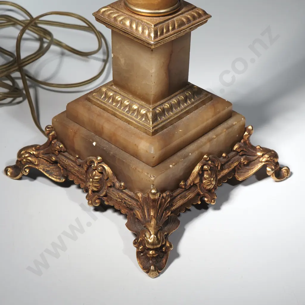 Heavy Ornate Brass & Marble Electric Lamp Image 1++
