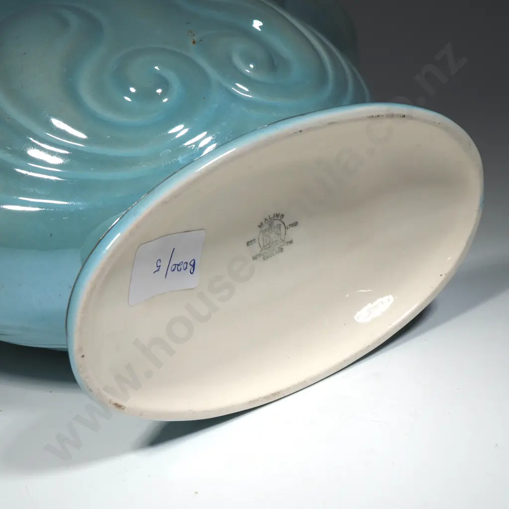 Maling Blue Lustre Trough Vase w Gilt Rim Image 1++