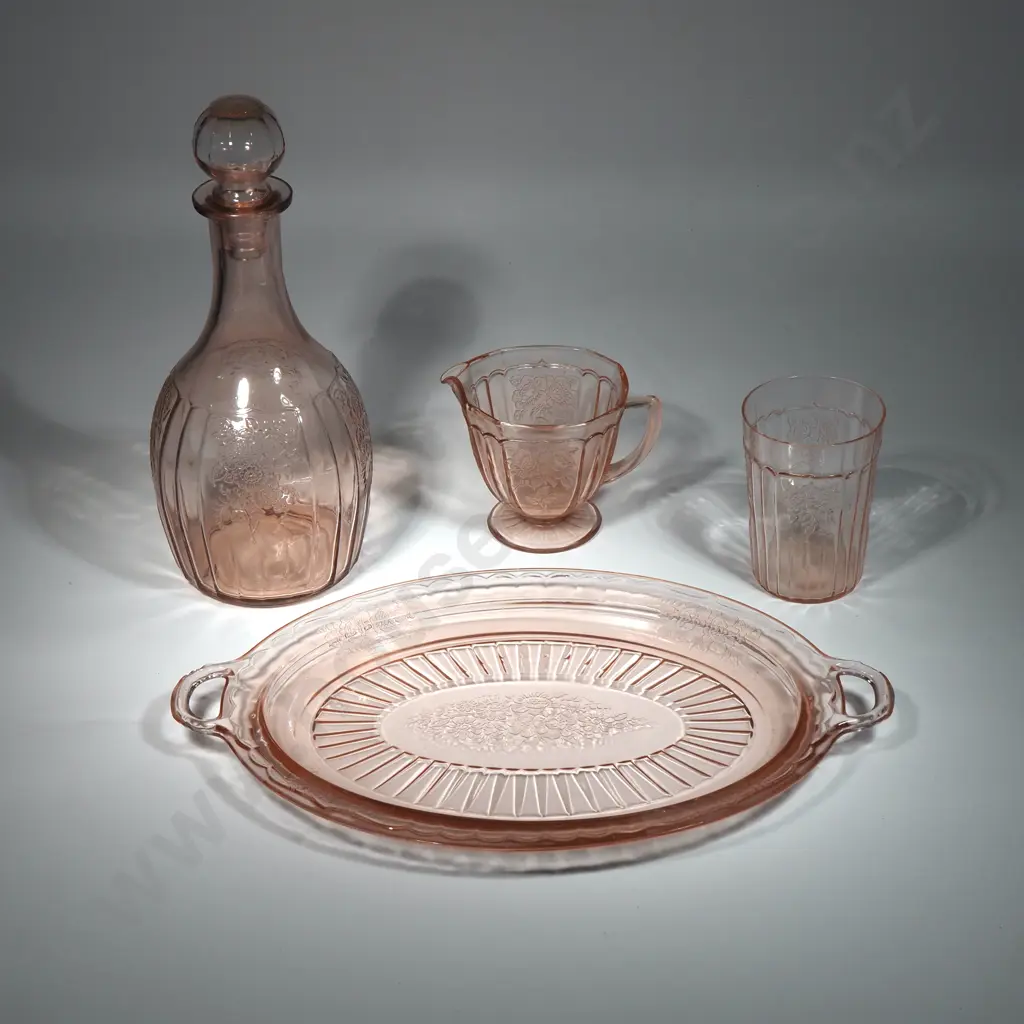 Collection of Hocking Pink Depression Glass Items In the Mayfair Pattern Image 1++