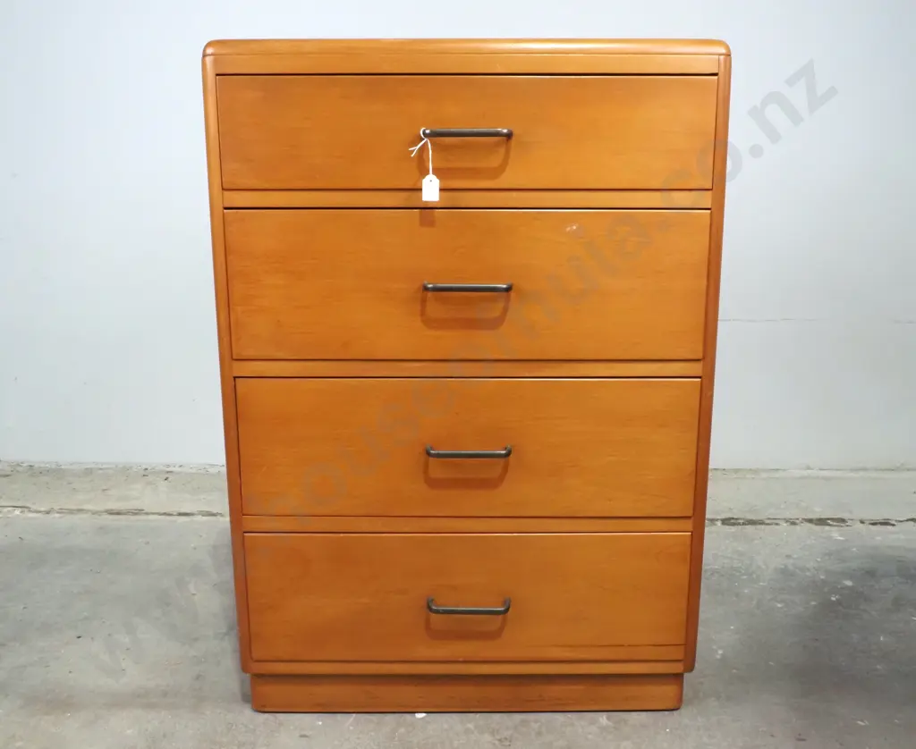 Vintage Rimu Chest Of Four Drawers Image 1++