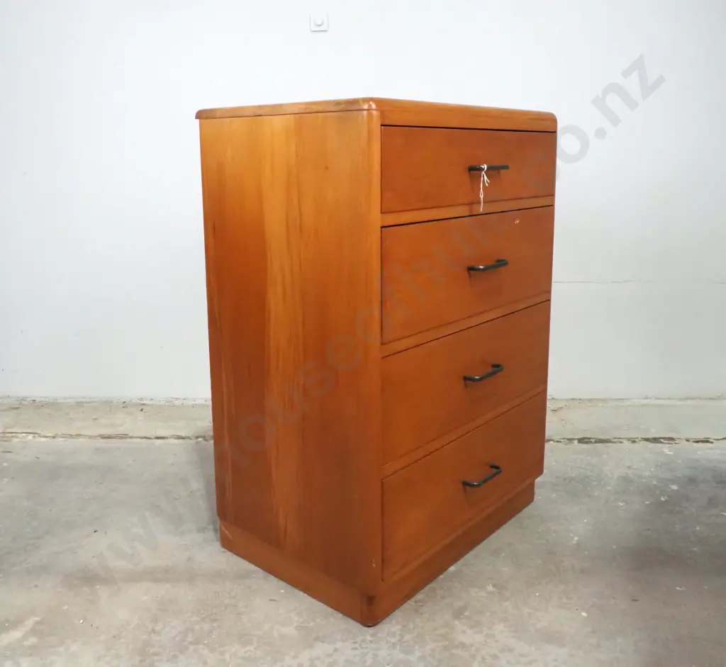 Vintage Rimu Chest Of Four Drawers Image 1++