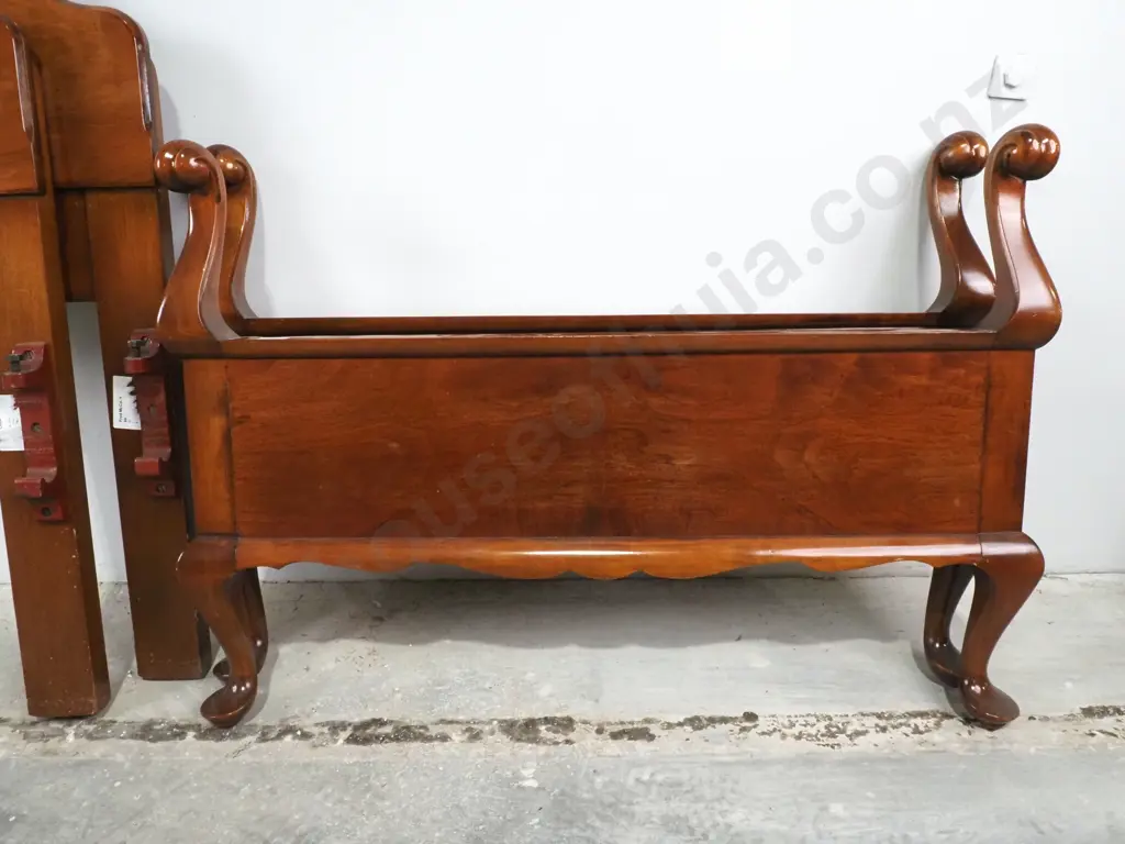 Pair Of Queen Anne Walnut Single Bed Head & Ends Image 1++