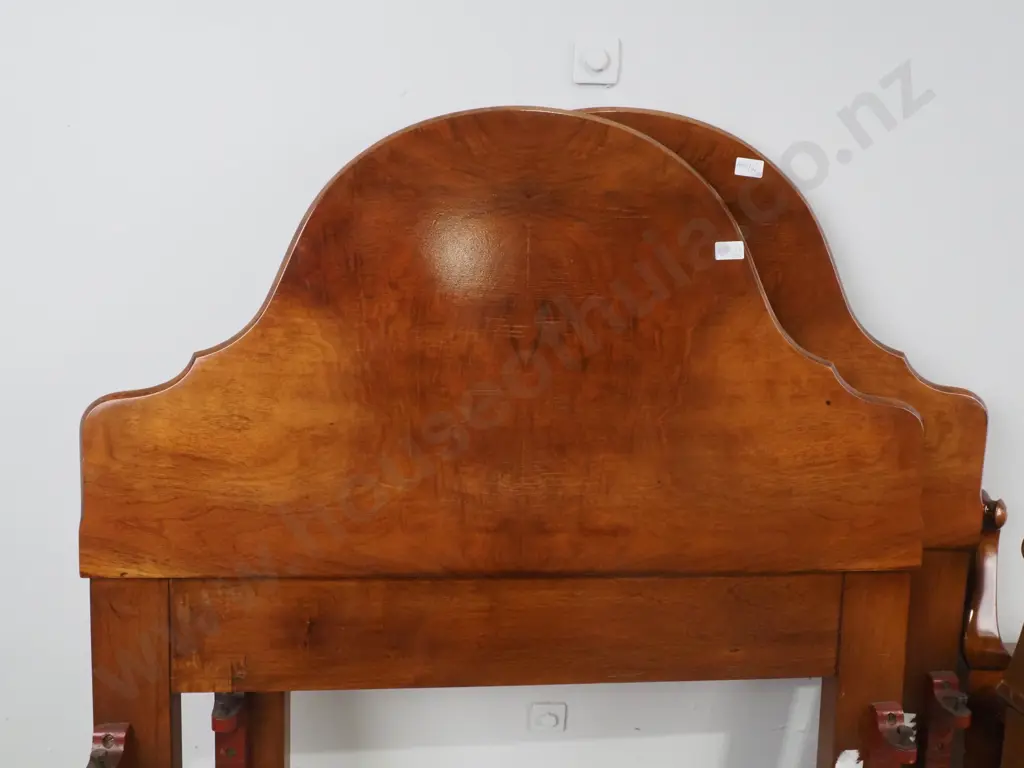 Pair Of Queen Anne Walnut Single Bed Head & Ends Image 1++