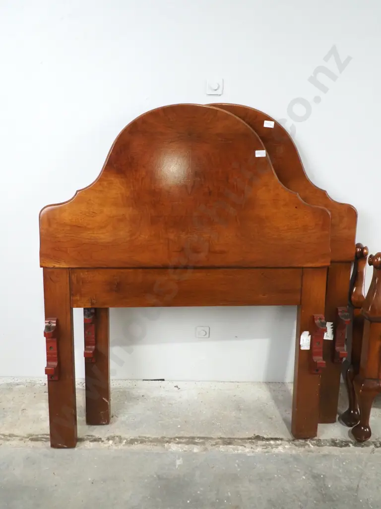 Pair Of Queen Anne Walnut Single Bed Head & Ends Image 1++