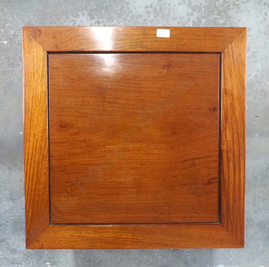 Vintage Chinese Rosewood Side Table Or Nightstand w A Frieze Drawer w Carved Oriental Symbol Handle Image 1++