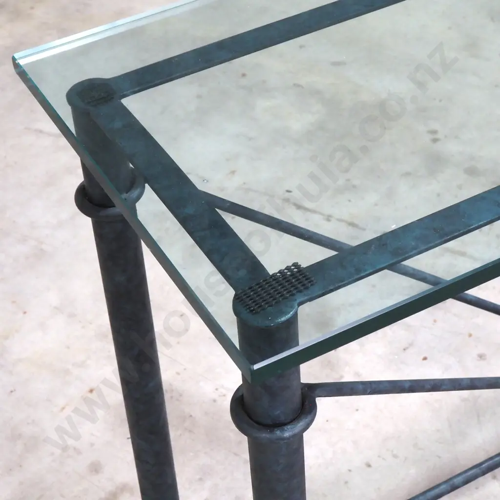 Giacometti Style Wrought Iron & Glass Rectangle Table Image 1++