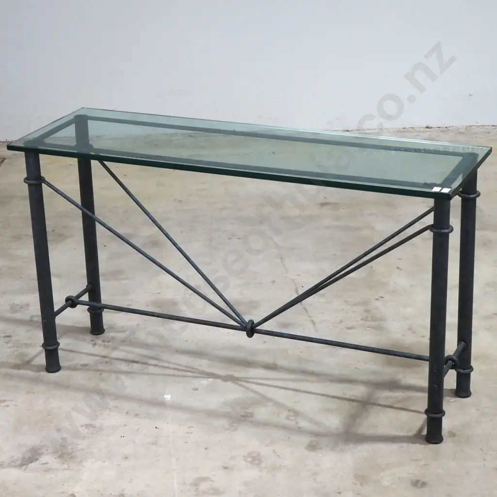 Giacometti Style Wrought Iron & Glass Rectangle Table Image 1++