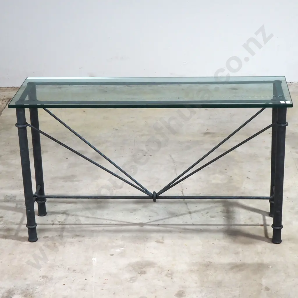 Giacometti Style Wrought Iron & Glass Rectangle Table Image 1++