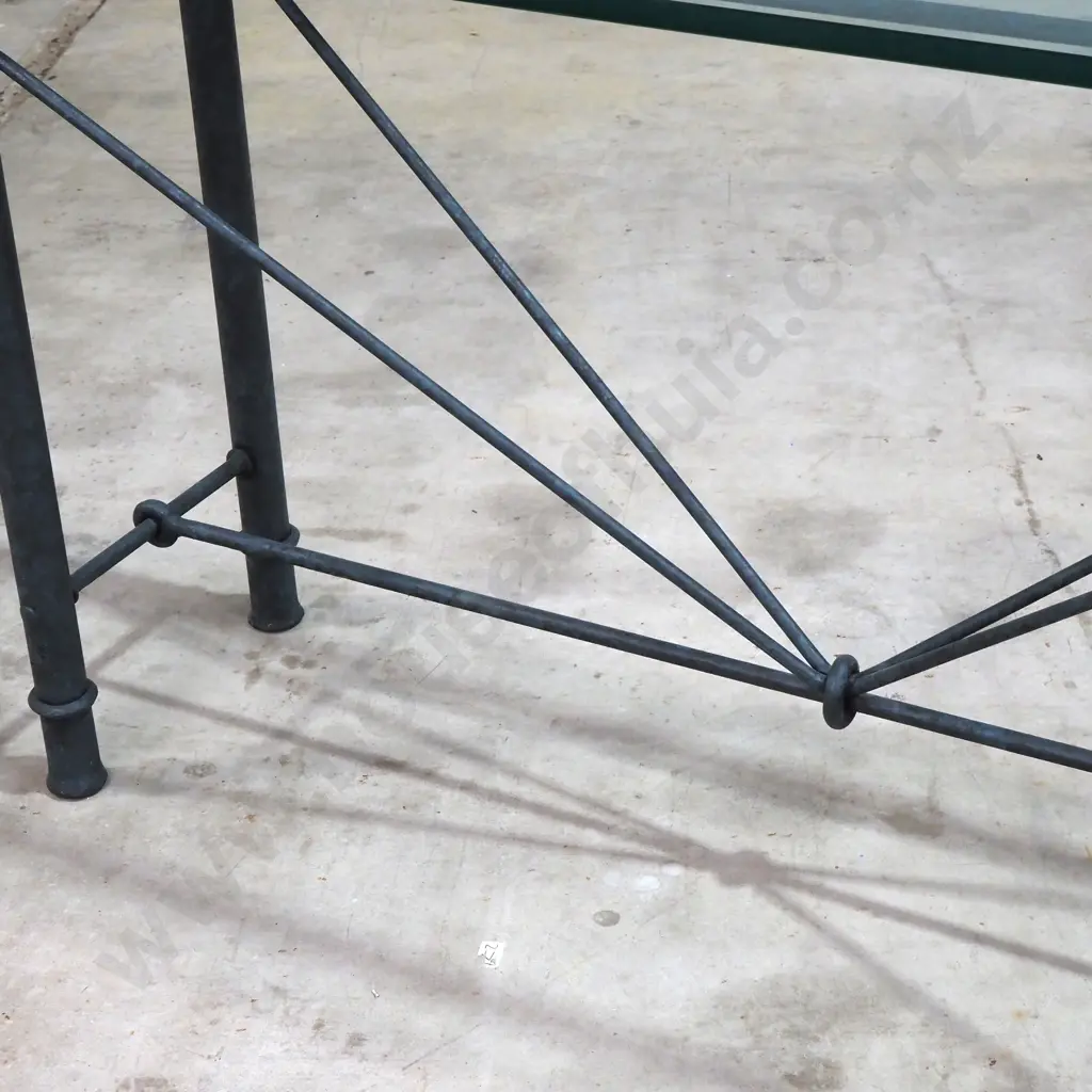Giacometti Style Wrought Iron & Glass Rectangle Table Image 1++