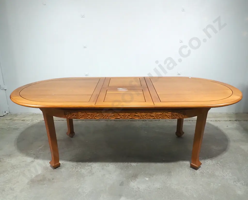 Chinese Large Extension Oval  Dining Table w Six Yoke Back Dining Chairs Image 1++