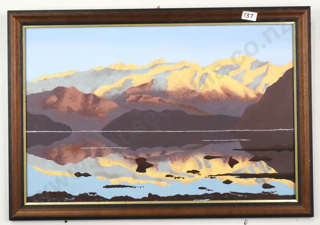 Unsigned - Mountains Reflected in a Lake, Acrylic Image 1++