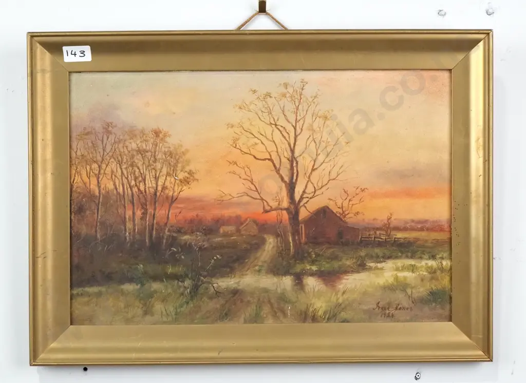 Irene Jones - Country Scene At Sunset, Oil Image 1++