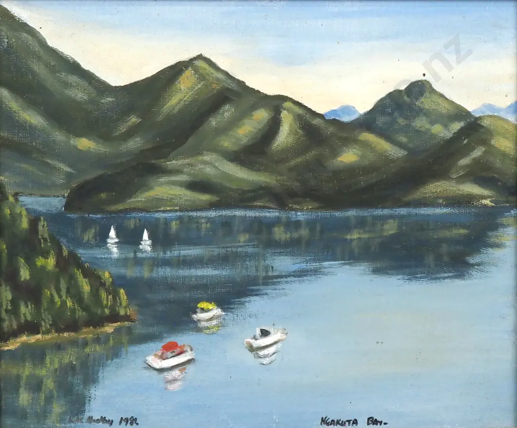 Signature Indecipherable - Ngakuta Bay, Oil on Board Image 1++