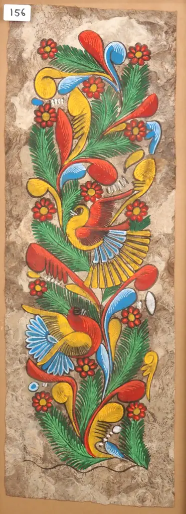 Artist Unknown - South American Framed Bird Totem, Oil Image 1++