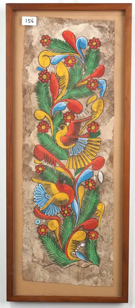Artist Unknown - South American Framed Bird Totem, Oil Image 1++