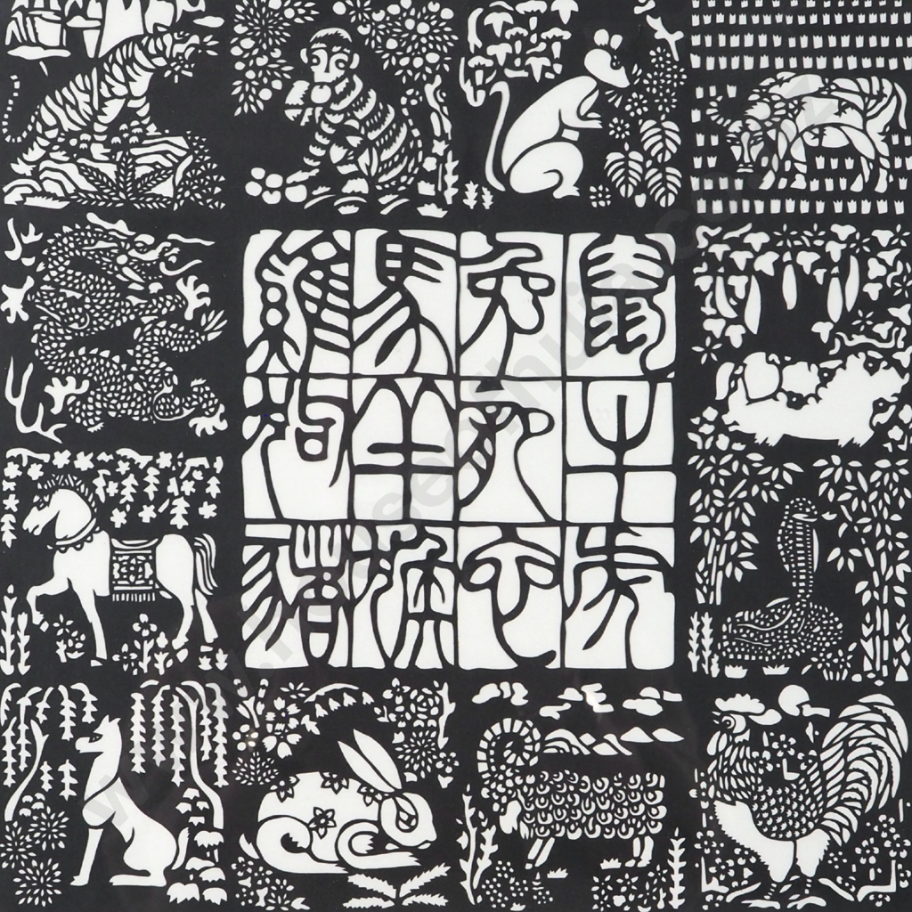 Artist Unknown - Twelve Animals of the Chinese Zodiac, Mixed Media Image 1++