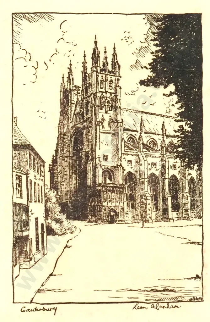 Leon A Canham - Canterbury Cathedral Kent, Print Image 1++
