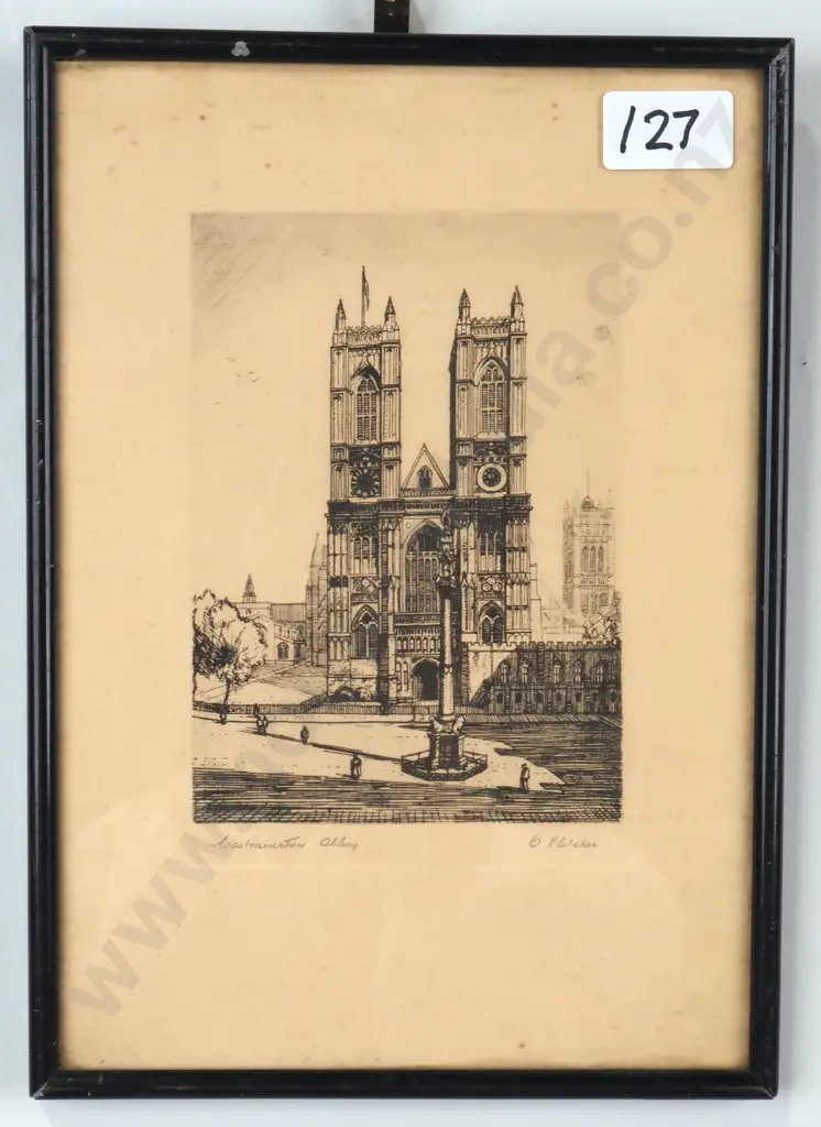 *Oswald Fitch: Westminster Abbey, Etching Image 1++