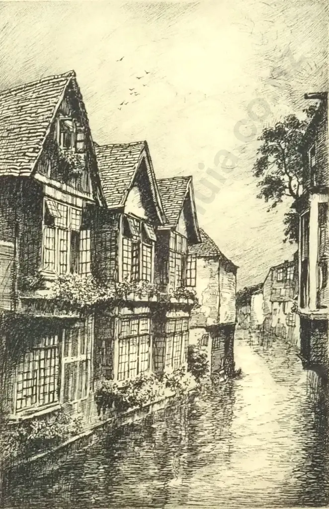 Adrian Hill - The Weavers Canterbury, Etching Image 1++