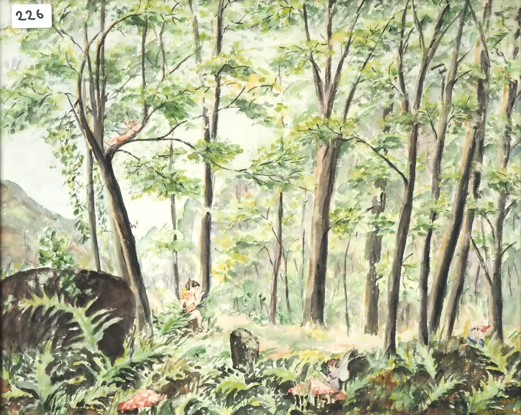 D Cashmore - Fairies In the Wood, Watercolour Image 1++