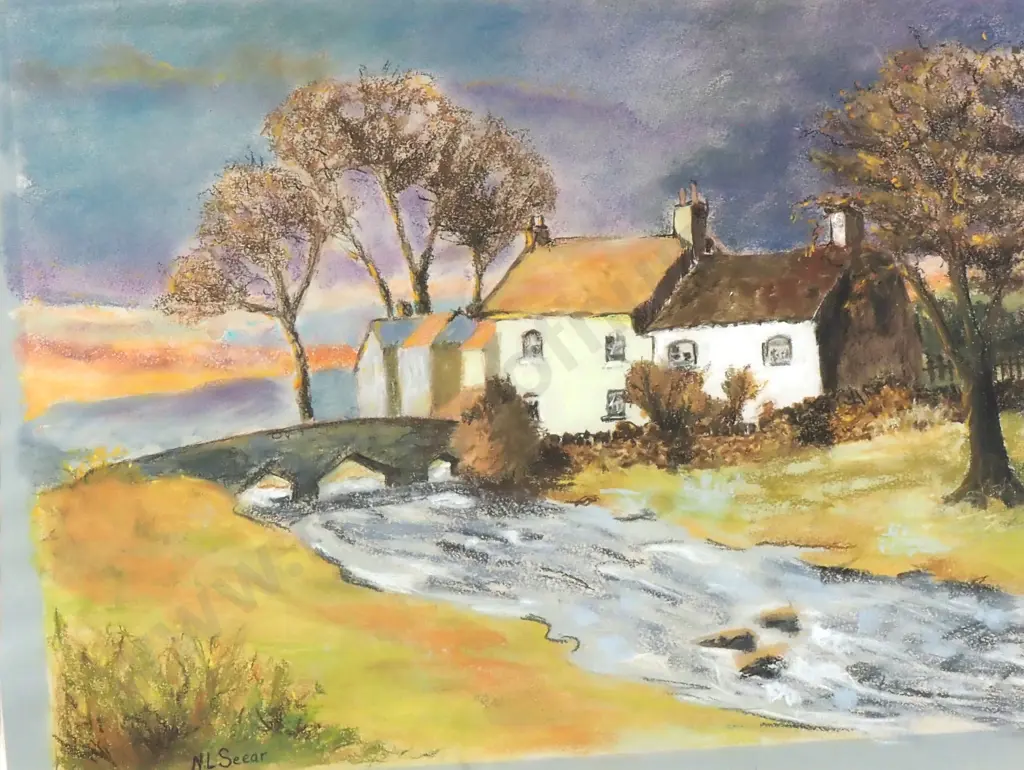 N L Seear: Cottage Streamside, Pastel Image 1++