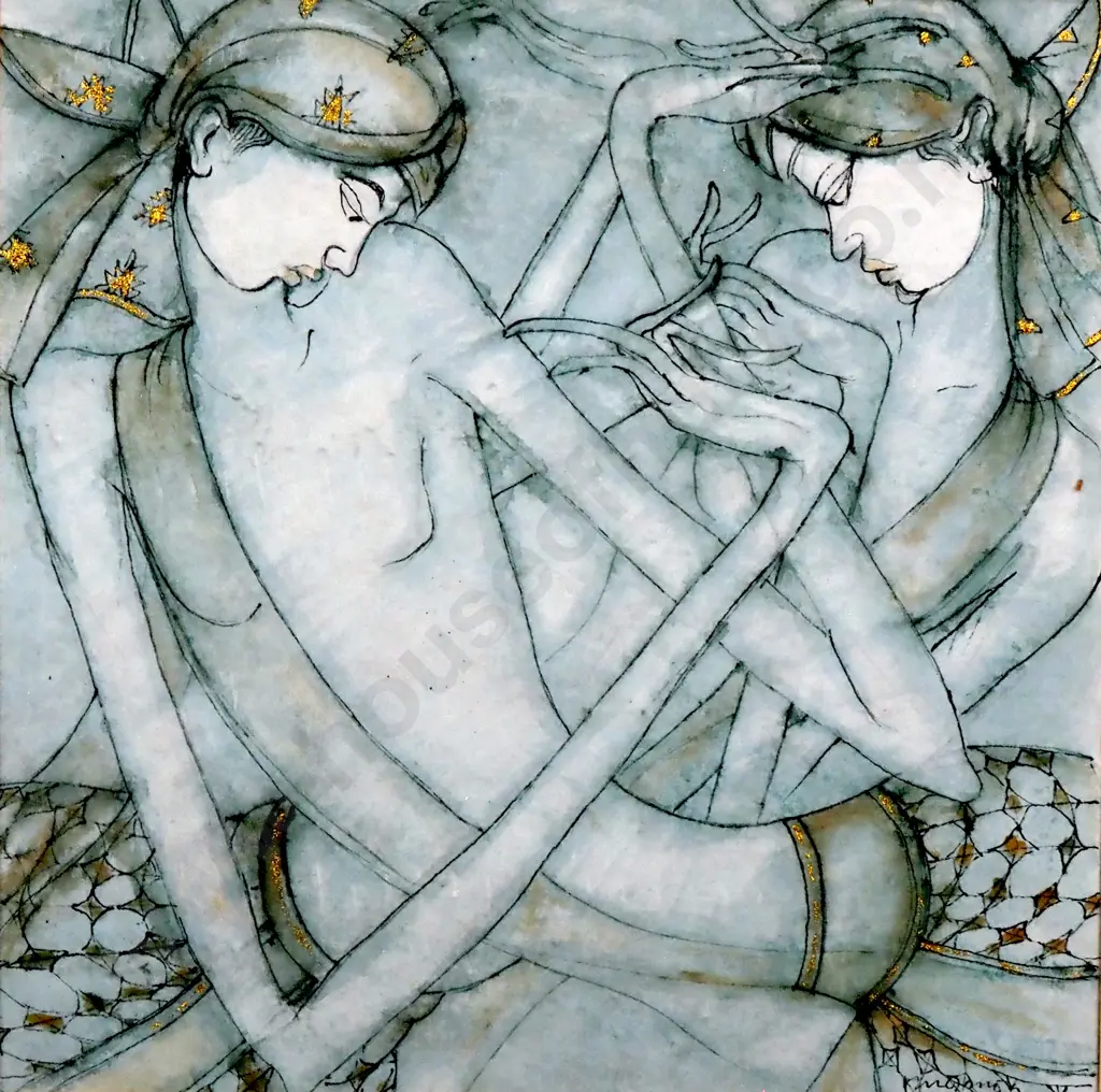 Art Print Depicting Two Females Intertwined Image 1++