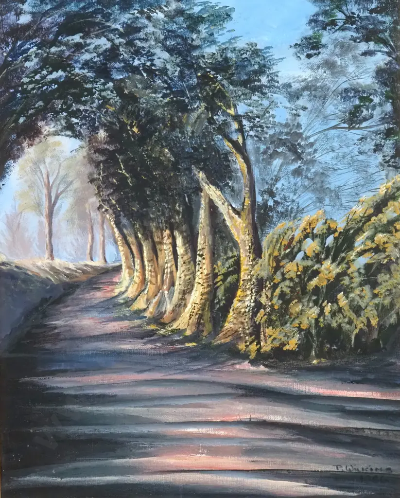 P Wilkins - Landscape w Red Earth & Trees, Oil Image 1++