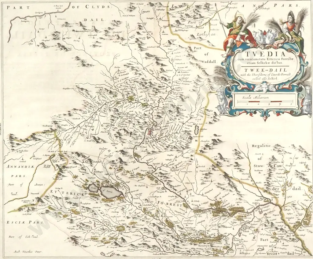 Reproduction Map Titled "Tvedia Cum Vicecomitatu Etterico Forestae etiam Selkirkae Dictus" Image 1++