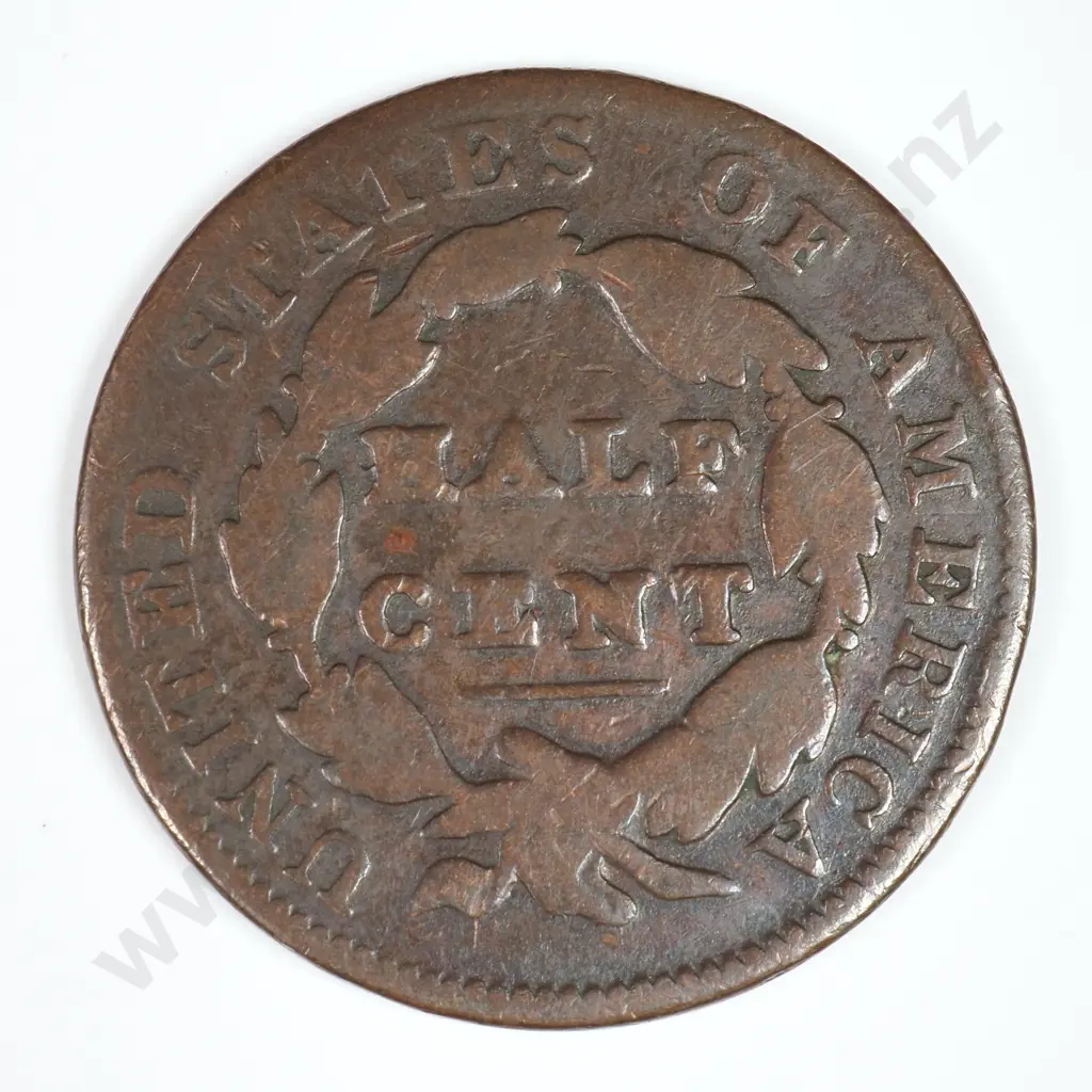 Half Cent: 1835 - Very Good. C.V USD $111 ( NZD $190 ) Image 1++